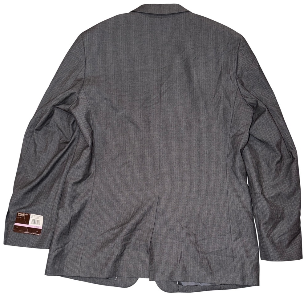 Perry Ellis Mens 42R Classic Fit Suit Jacket Blazer Pewter Heather Pinstripe NWT - Picture 2 of 9